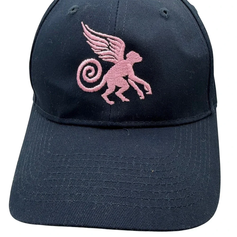 Navy Blue Baseball Cap Pink Winged flying Monkey Logo Adjustable‎ Strap hat
